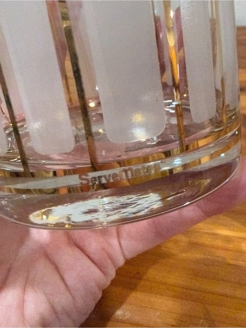 Culver ServeMates White and Gold Stripe Double Old Fashion Glasses Set of 2